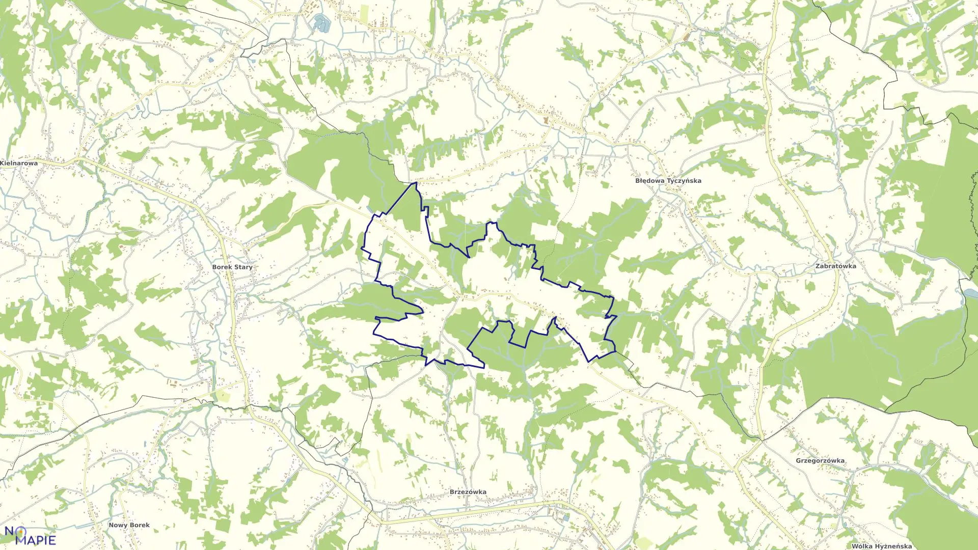 Mapa obrębu Borówki w gminie Chmielnik