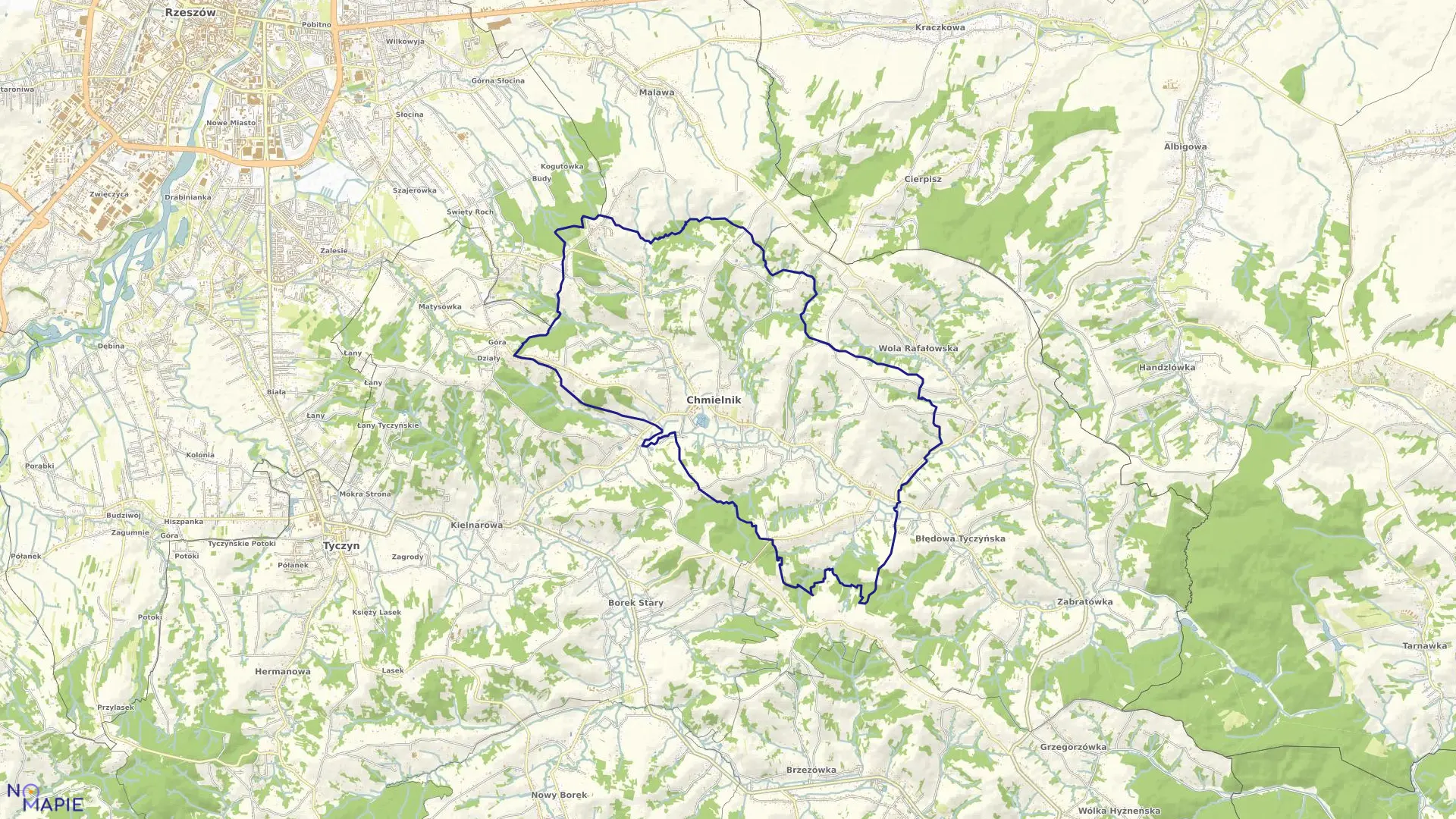 Mapa obrębu Chmielnik w gminie Chmielnik